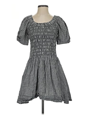 Madewell Smocked U-Neck Mini Dress in Gingham (view 1)