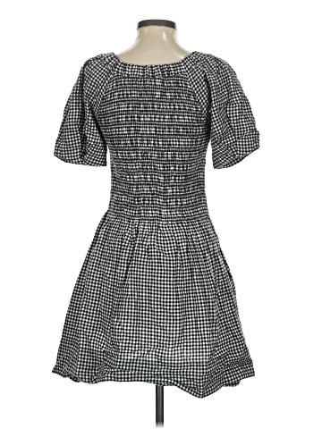 Madewell Smocked U-Neck Mini Dress in Gingham (view 2)