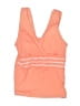 Lands' End Stripes Orange Swimsuit Top Size 10 D - photo 1