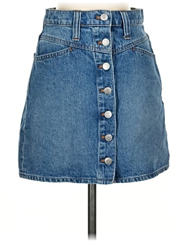 Madewell Stretch Denim A-Line Snap Mini Skirt (view 1)