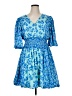 Taylor 100% Polyester Paisley Floral Blue Casual Dress Size 16 - photo 1