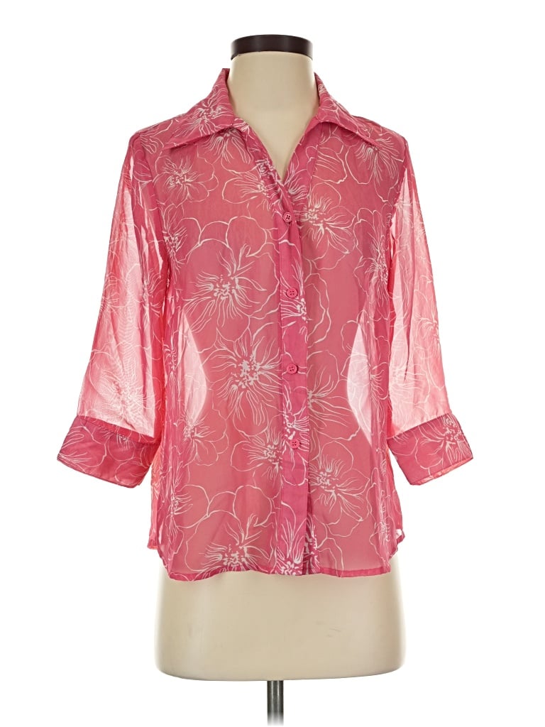 Pre-owned Rebecca Malone 3/4 Sleeve Blouse In Pink