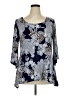 Brittany Black Blue 3/4 Sleeve Blouse Size XL - photo 1