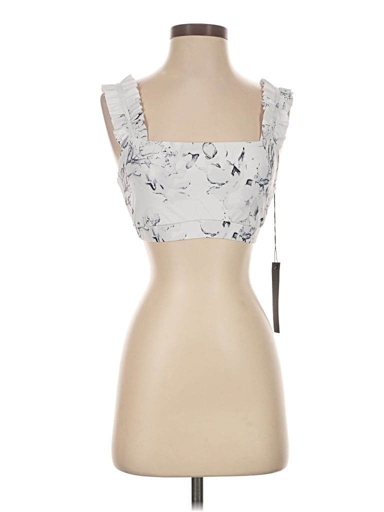 Pre-owned Carbon38 Tank Top Silver Strapless Neckline Tops