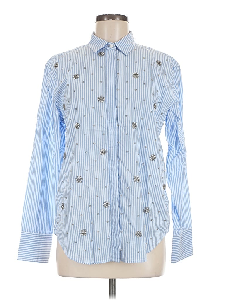 Pre-owned J.crew Collection Long Sleeve Button Down Shirt In Blue