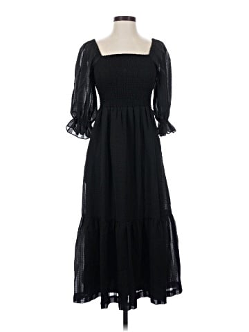 Madewell Lucie Elbow-Sleeve Smocked Midi Dress (view 1)