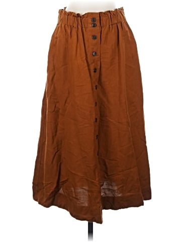 Madewell Linen-Blend Button-Front Pull-On Midi Skirt (view 1)