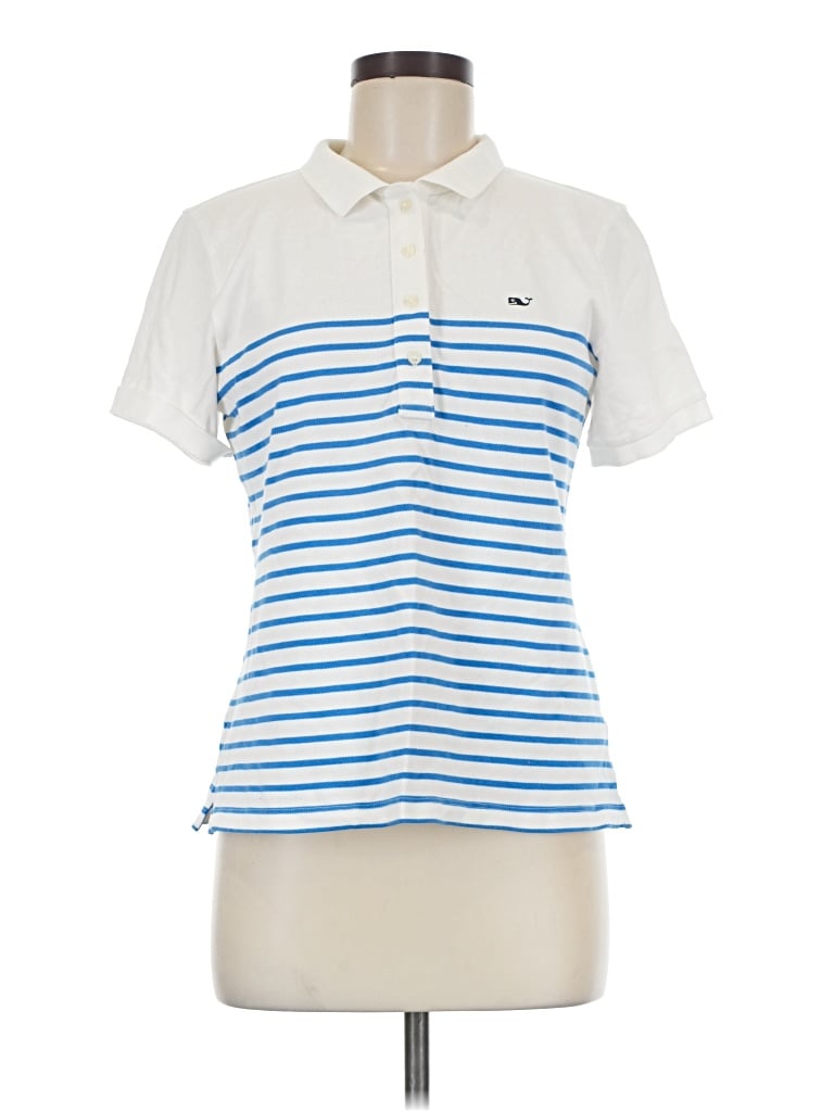 Pre-owned Vineyard Vines Performance Short Sleeve Blouse In White