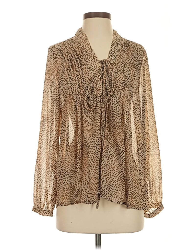 Pre-owned Blue B Long Sleeve Blouse In Brown