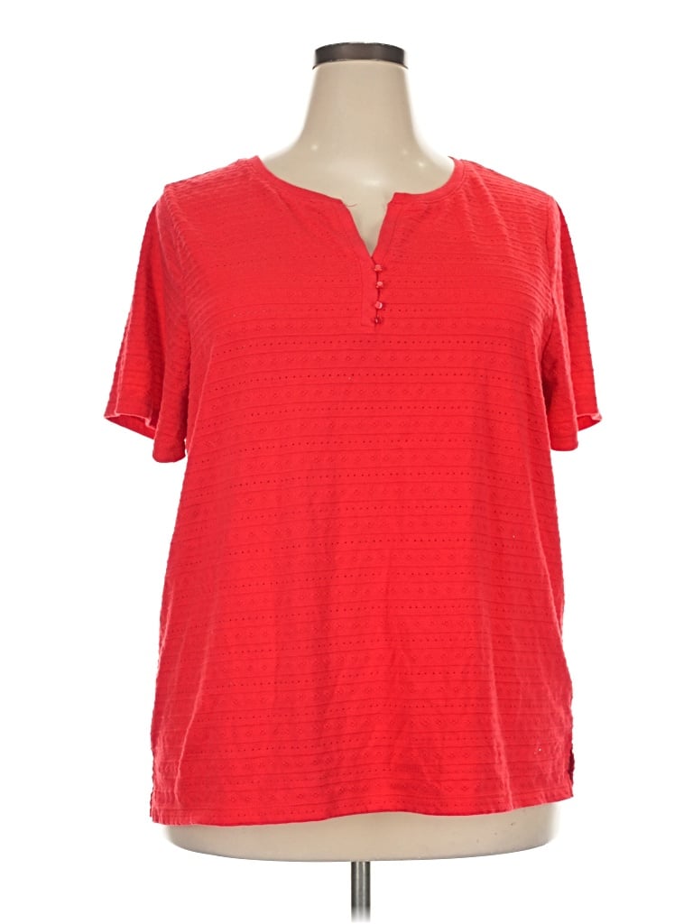 Pre-owned White Stag Short Sleeve Top Red V-neck Tops