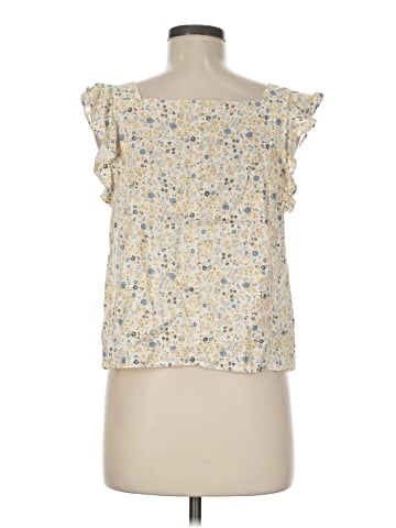 Madewell Linen-Blend Ruffle-Strap Button-Up Tank Top in Folkmagic Floral (view 2)