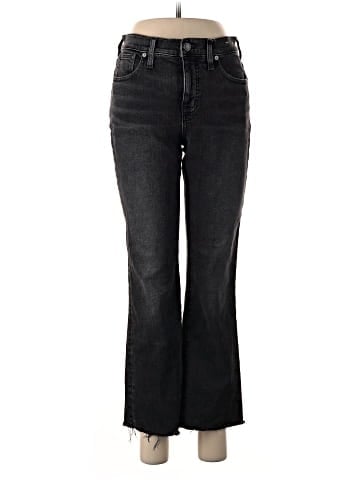 Madewell Kick Out Crop Jeans in Washed Black: Raw Hem Edition (view 1)