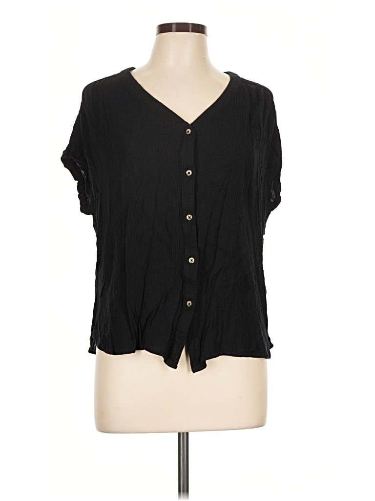 Pre-owned Orvis Short Sleeve Blouse In Black