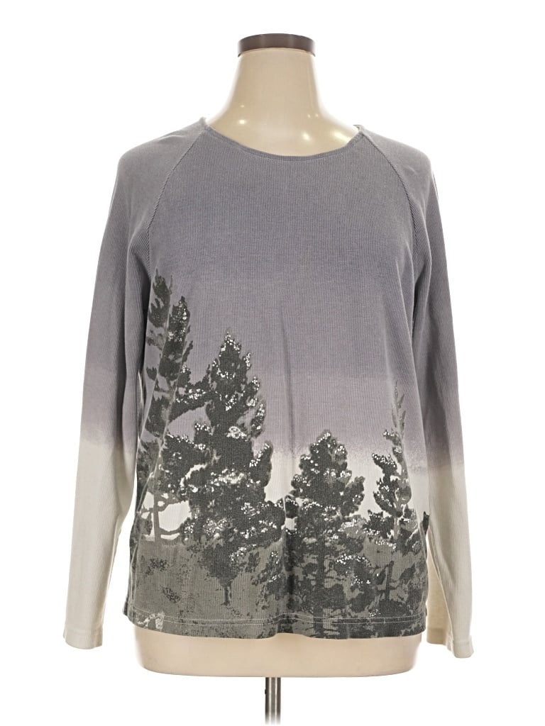 Pre-owned Weekends By Chico's Pullover Sweater In Gray