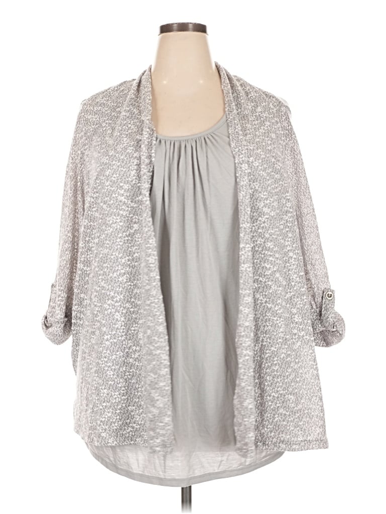 Pre-owned Faded Glory Cardigan Sweater In Silver