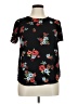 Unbranded Floral Black Short Sleeve Blouse Size XL (estimated) - photo 1