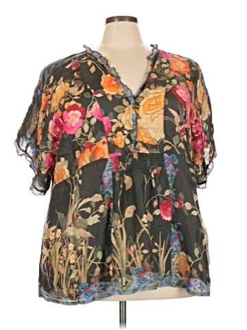Johnny Was Short Sleeve Silk Top (view 1)
