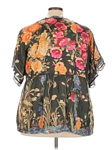 Johnny Was Short Sleeve Silk Top (view 2)