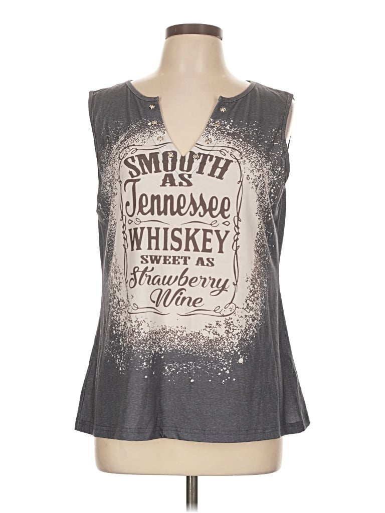 Pre-owned Made With Love Sleeveless T-shirt In Gray