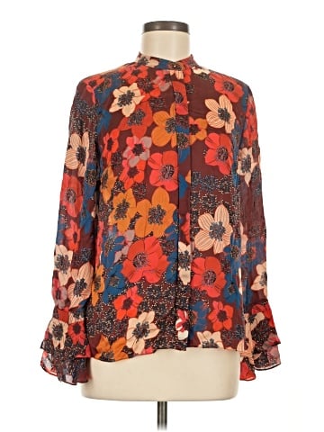 Elie Tahari Long Sleeve Silk Top (view 1)