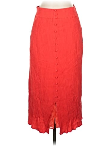 Madewell Smocked-Waist Button-Front Midi Skirt (view 1)