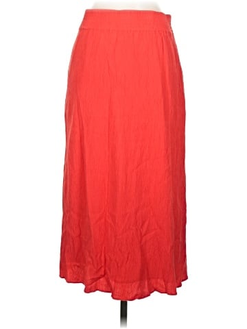 Madewell Smocked-Waist Button-Front Midi Skirt (view 2)