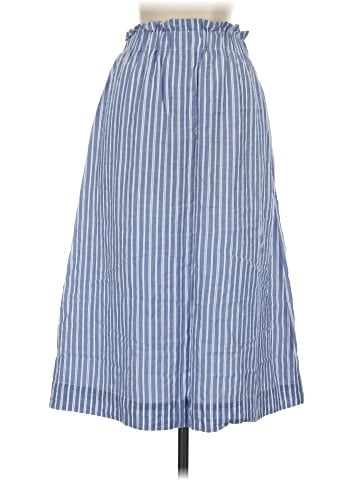 Madewell Paperbag Button-Front Midi Skirt in Stripe (view 2)