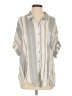 Gilli 100% Rayon Stripes Gray Silver 3/4 Sleeve Button-Down Shirt Size 0X - photo 1