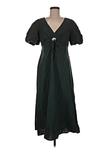 Madewell Poplin Cutout Puff-Sleeve Midi Dress (view 1)