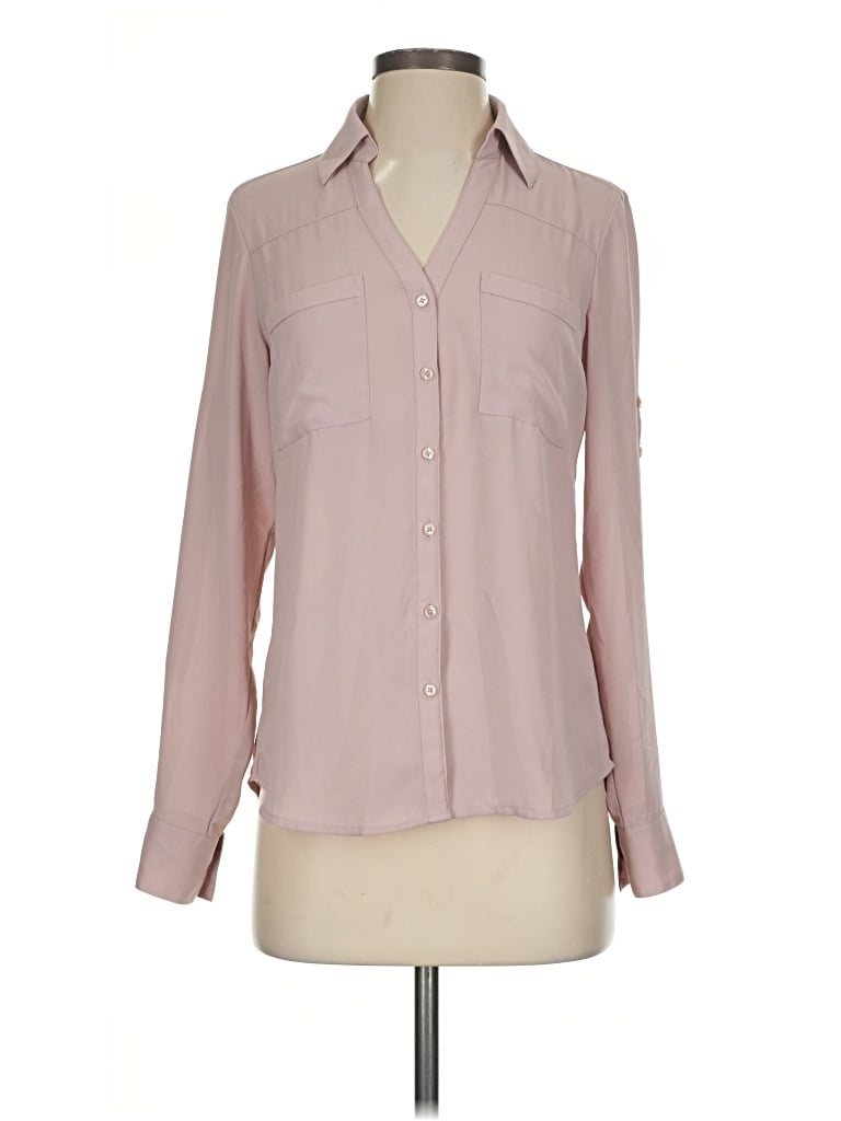 Pre-owned Express Outlet Long Sleeve Blouse In Tan