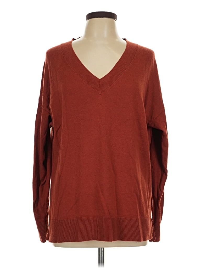 Pre-owned Matty M Long Sleeve Top Burgundy V-neck Tops