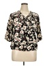 Monday Fun 100% Polyester Floral Black 3/4 Sleeve Blouse Size 1X - photo 1