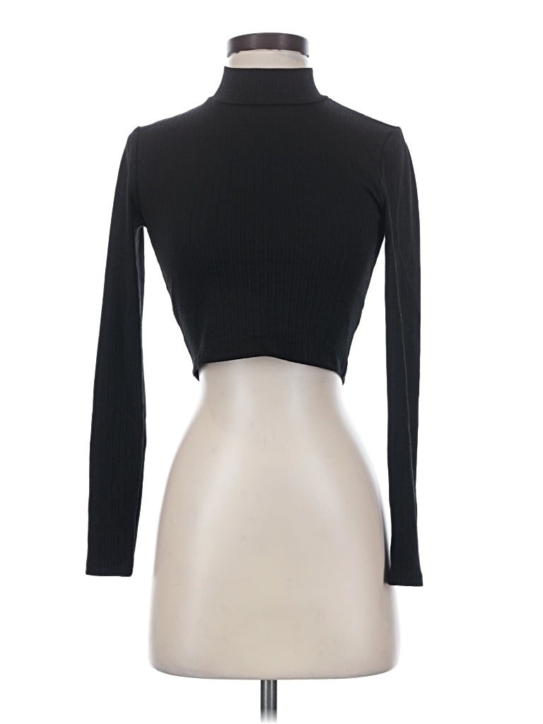 Pre-owned Privacy Please Long Sleeve Top Black Turtleneck Tops