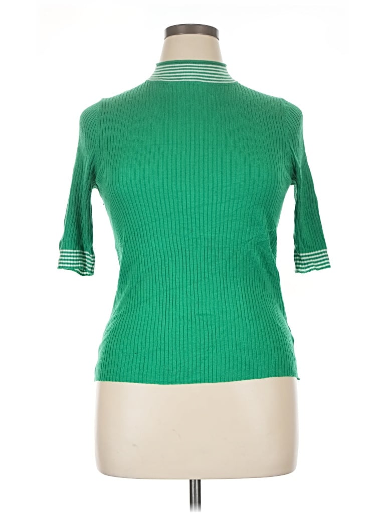 Pre-owned The Drop 3/4 Sleeve Top Green Turtleneck Tops