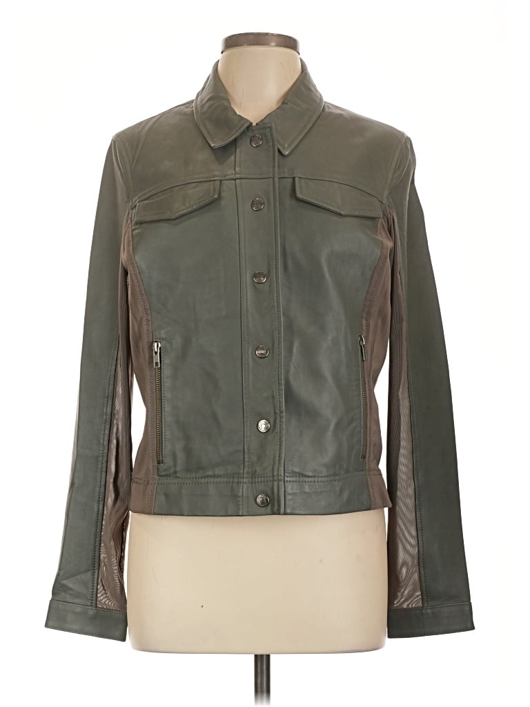 Pre-owned Anatomie Leather Jacket In Green