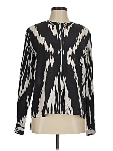 Theory Long Sleeve Silk Top (view 1)