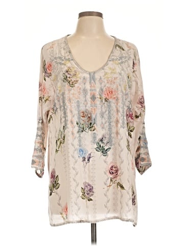 Johnny Was 3/4 Sleeve Silk Top (view 1)