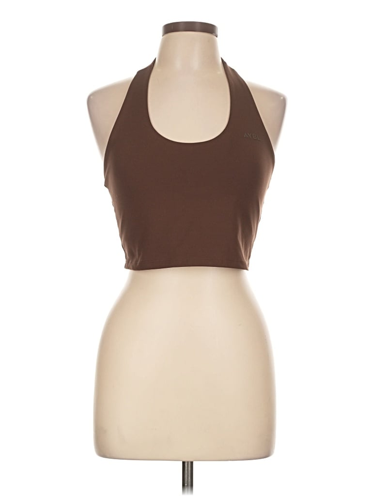 Pre-owned Aybl Tank Top Brown Halter Neckline Tops