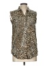 Zara Basic Animal Print Brown Sleeveless Button-Down Shirt Size L - photo 1