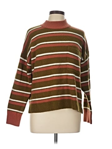 Madewell Redmond Mockneck Pocket Sweater in Stripe (view 1)