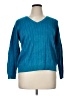 Talbots 100% Pima Cotton Chevron-herringbone Teal Pullover Sweater Size 1X - photo 1