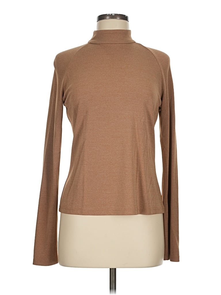 Pre-owned Etcetera Long Sleeve Top Brown Turtleneck Tops
