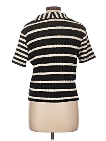 Madewell Crochet-Knit V-Neck Sweater Tee in Stripe (view 2)