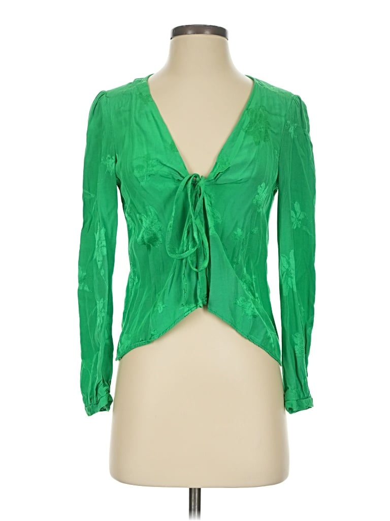 Pre-owned Topshop 3/4 Sleeve Blouse In Green