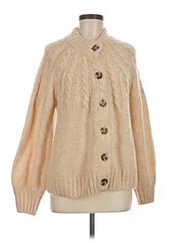 Madewell Harwood Cableknit Mockneck Cardigan Sweater (view 1)