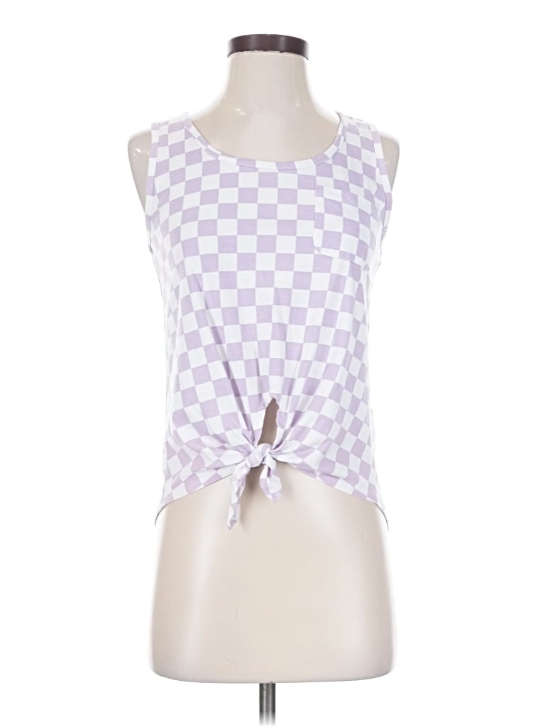 Pre-owned Rebellious One Tank Top Purple Checkered/gingham Pattern Halter Neckline Tops