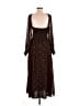 CAARA 100% Polyester Polka Dots Brown Casual Dress Size M - photo 2
