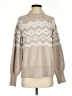 Design History Chevron-herringbone Tan Turtleneck Sweater Size S - photo 1