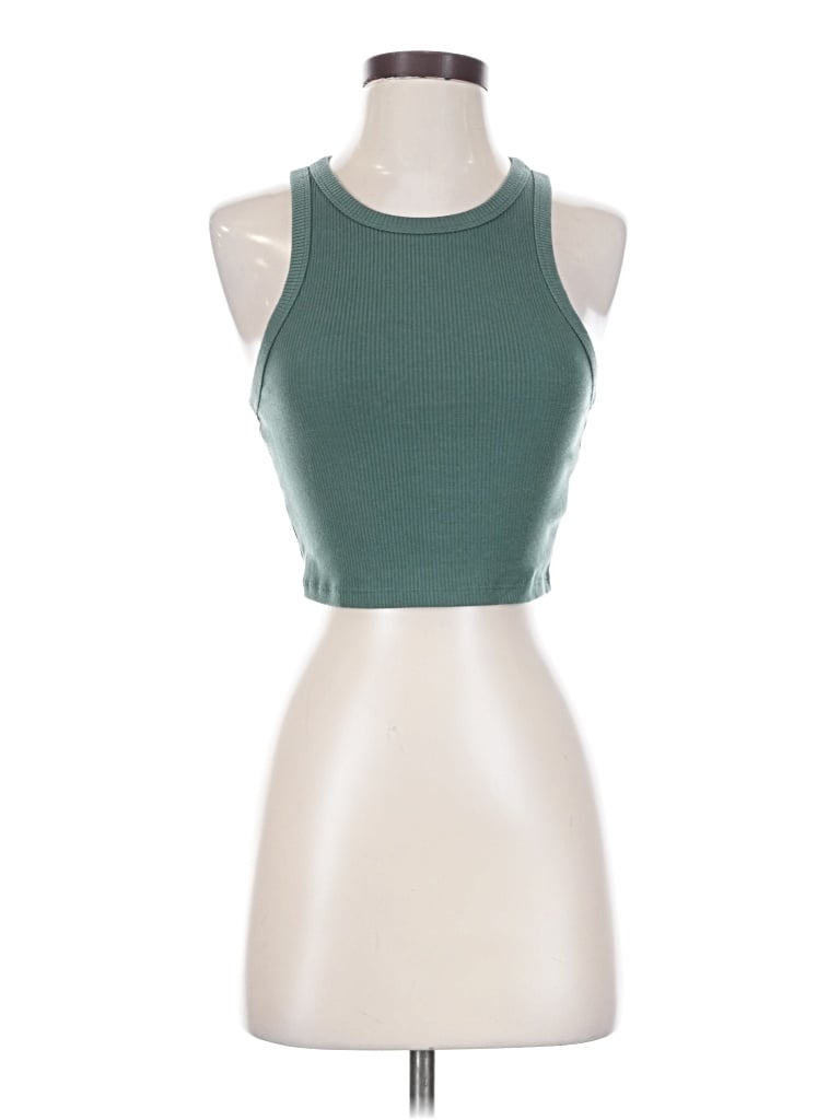 Pre-owned Sunday Best Tank Top Green Halter Neckline Tops