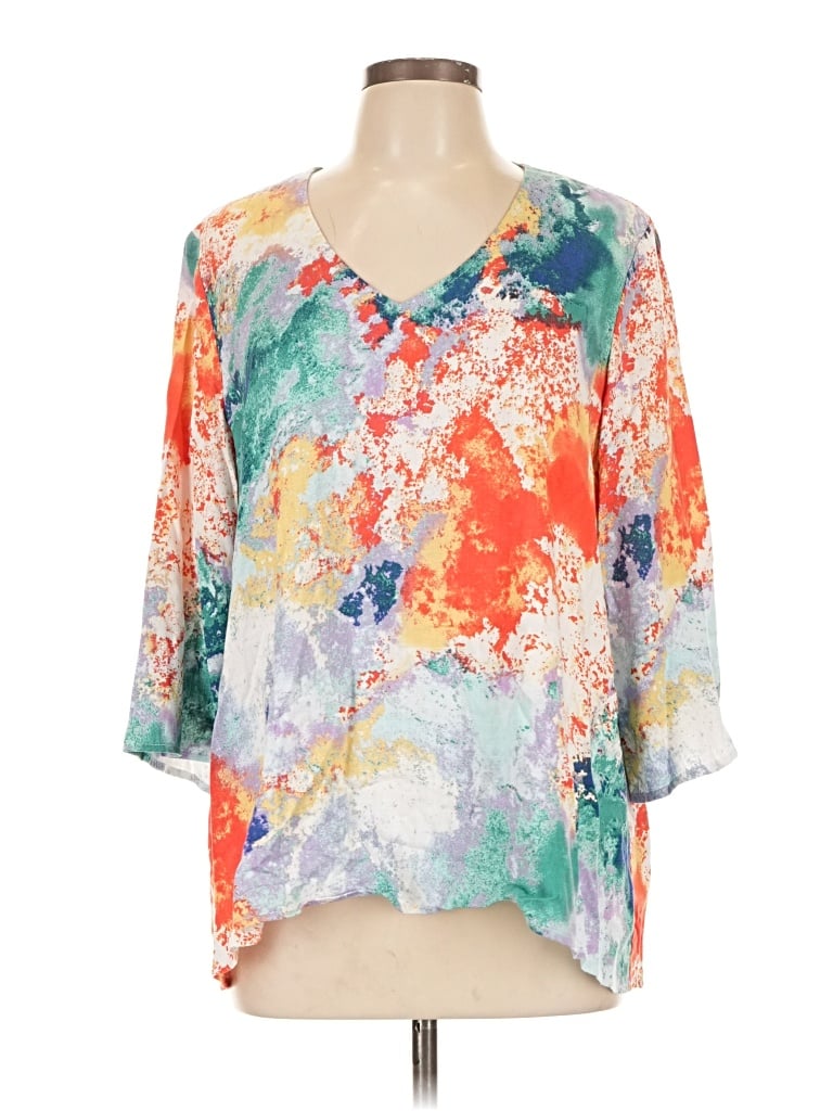 Pre-owned Pure Essence 3/4 Sleeve Blouse In Orange